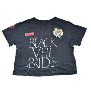 Black Veil Brides Cropped Vale Upcycled Black Graphic Band T-Shirt Size XL